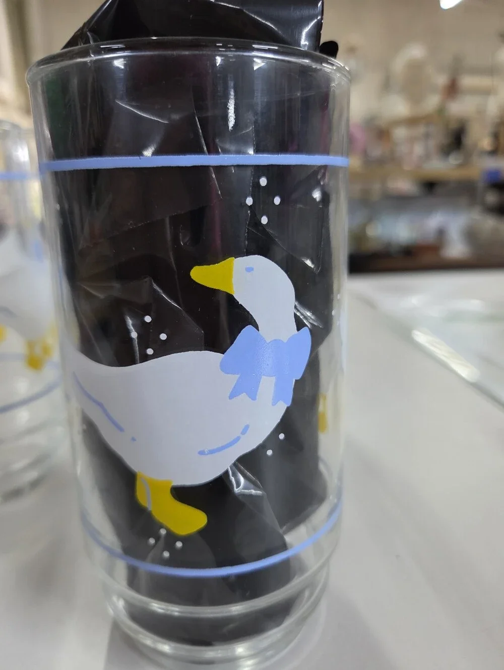 Vtg 1980s Country Goose Drinking Glasses Set of 8 | Blue Bow Farmhouse Tumblers